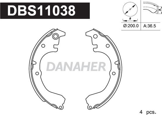 Danaher DBS11038 - Kit ganasce freno autozon.pro