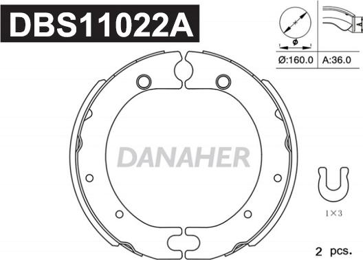 Danaher DBS11022A - Kit ganasce, Freno stazionamento autozon.pro