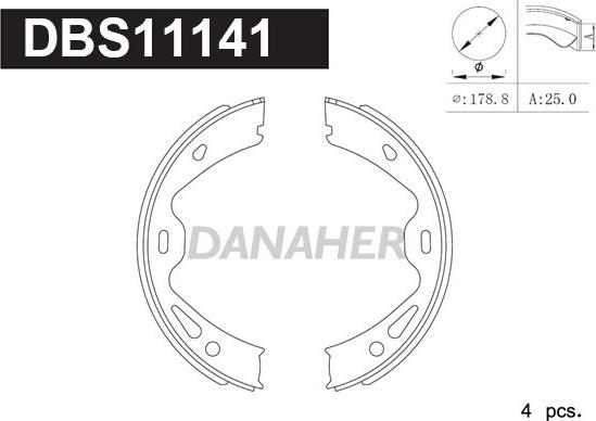 Danaher DBS11141 - Kit ganasce, Freno stazionamento autozon.pro