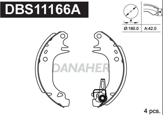 Danaher DBS11166A - Kit ganasce freno autozon.pro