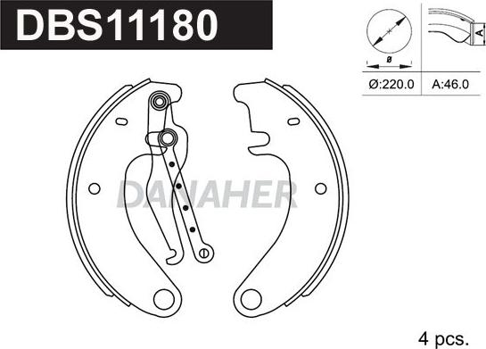 Danaher DBS11180 - Kit ganasce freno autozon.pro