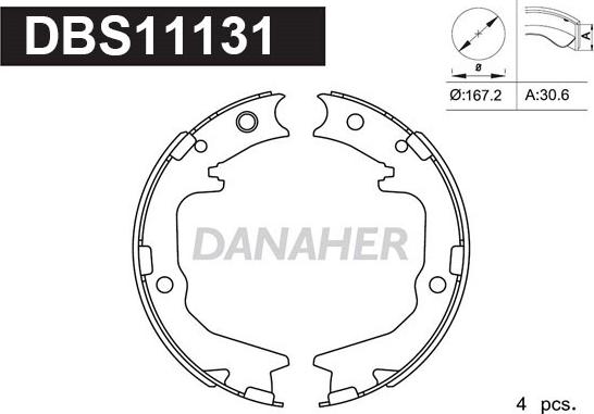 Danaher DBS11131 - Kit ganasce, Freno stazionamento autozon.pro