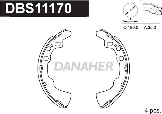 Danaher DBS11170 - Kit ganasce freno autozon.pro