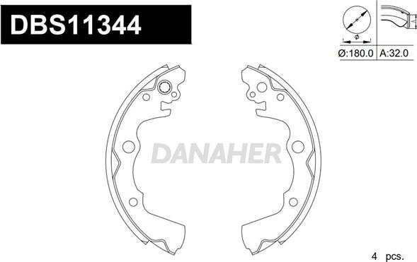 Danaher DBS11344 - Kit ganasce freno autozon.pro