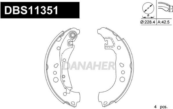 Danaher DBS11351 - Kit ganasce freno autozon.pro