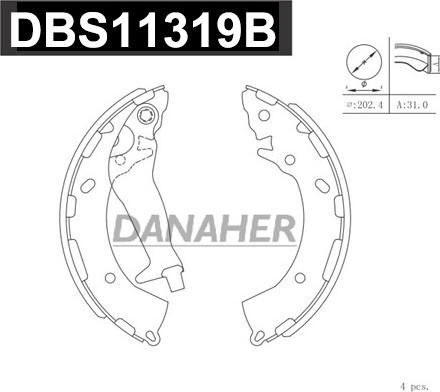 Danaher DBS11319B - Kit ganasce freno autozon.pro