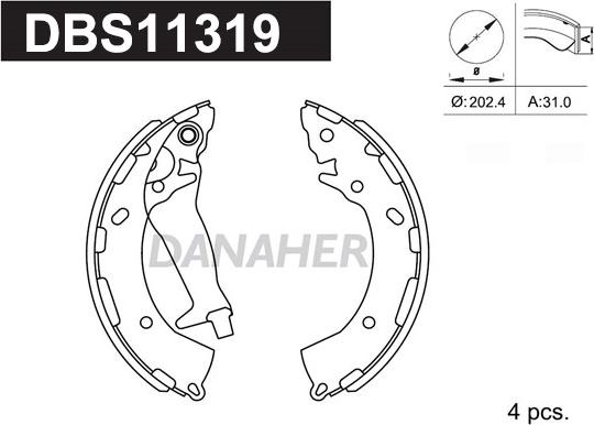 Danaher DBS11319 - Kit ganasce freno autozon.pro