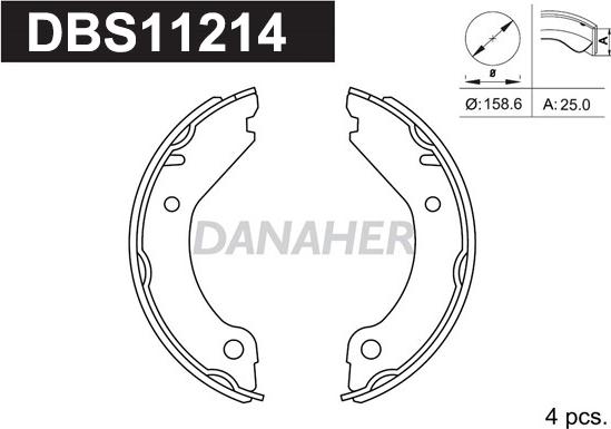 Danaher DBS11214 - Kit ganasce, Freno stazionamento autozon.pro