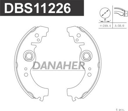 Danaher DBS11226 - Kit ganasce freno autozon.pro