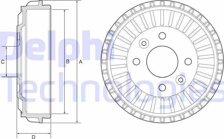 Delphi BF594 - Tamburo freno autozon.pro