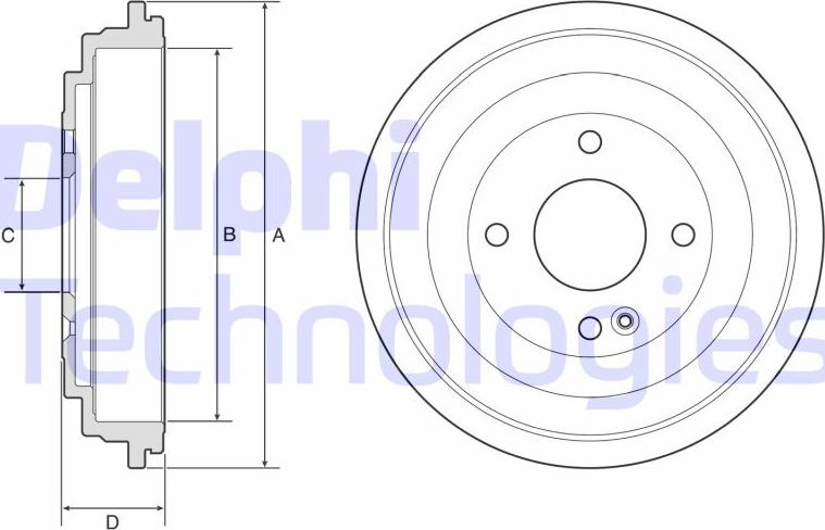 Delphi BF592 - Tamburo freno autozon.pro