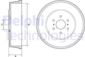 Delphi BF557 - Tamburo freno autozon.pro