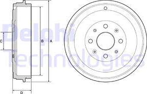 Delphi BF503 - Tamburo freno autozon.pro