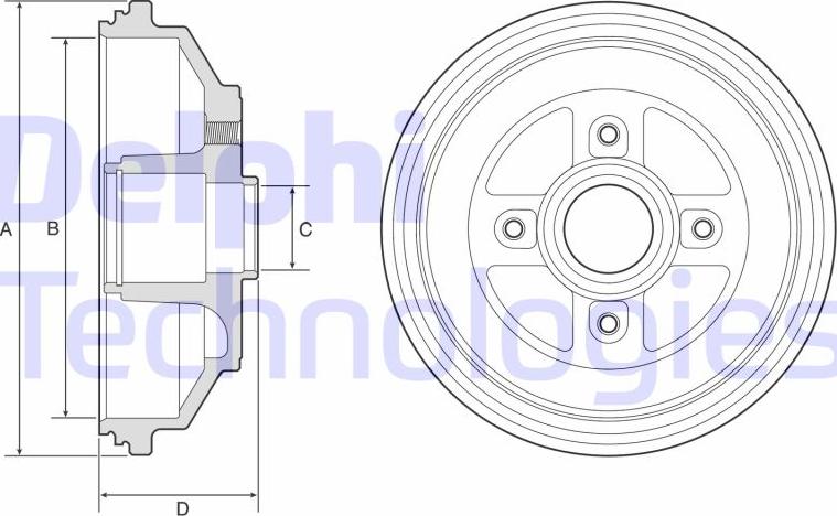 Delphi BF571 - Tamburo freno autozon.pro