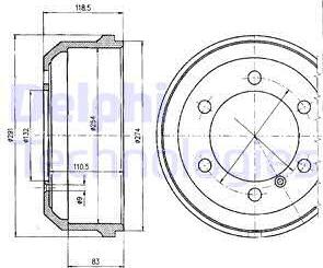 Delphi BF133 - Tamburo freno autozon.pro