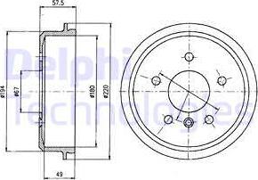 Delphi BF395 - Tamburo freno autozon.pro