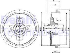 Delphi BF310 - Tamburo freno autozon.pro