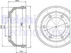 Delphi BF317 - Tamburo freno autozon.pro