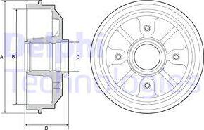 Delphi BF282 - Tamburo freno autozon.pro