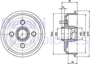 Delphi BF229 - Tamburo freno autozon.pro