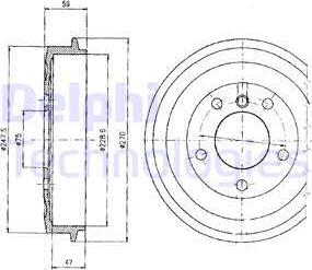 Delphi BF275 - Tamburo freno autozon.pro