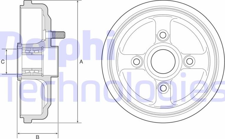 Delphi BFR567 - Tamburo freno autozon.pro