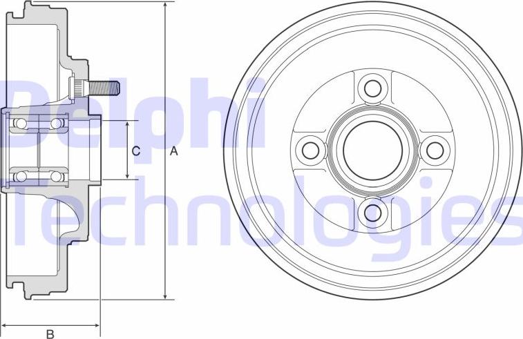 Delphi BFR589 - Tamburo freno autozon.pro