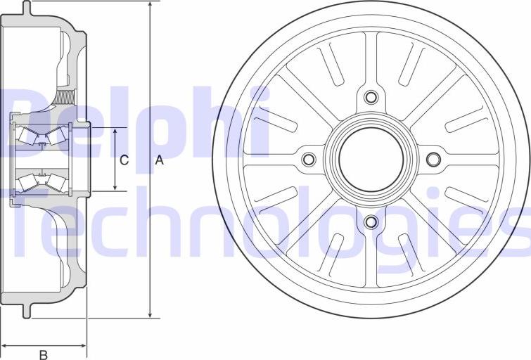 Delphi BFR576 - Tamburo freno autozon.pro