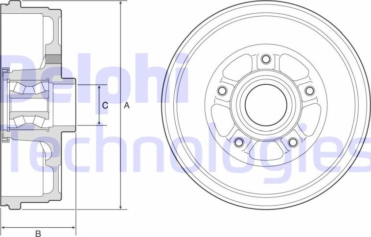 Delphi BFR611 - Tamburo freno autozon.pro