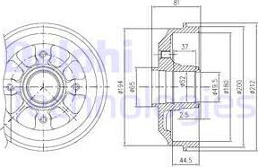 Delphi BFR282 - Tamburo freno autozon.pro