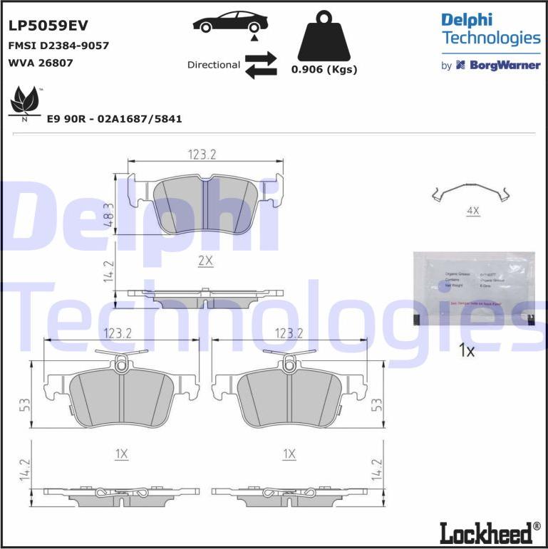 Delphi LP5059EV - Kit pastiglie freno, Freno a disco autozon.pro