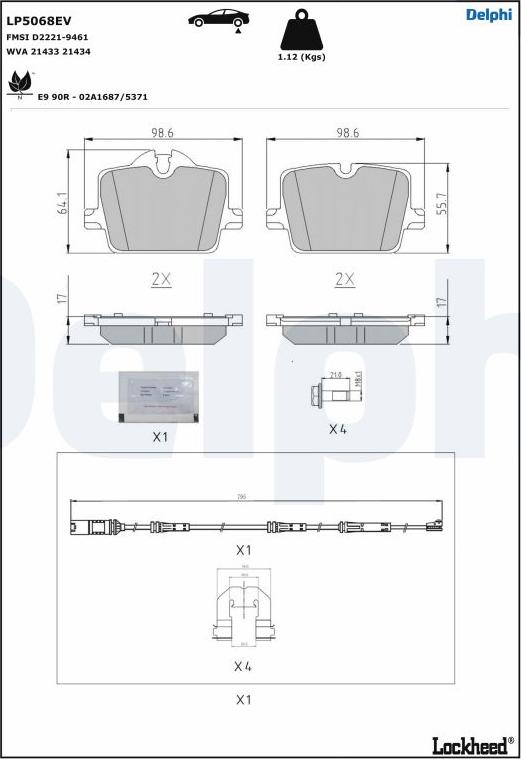 Delphi LP5068EV - Kit pastiglie freno, Freno a disco autozon.pro