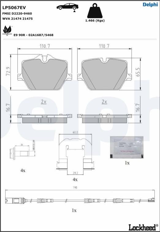 Delphi LP5067EV - Kit pastiglie freno, Freno a disco autozon.pro