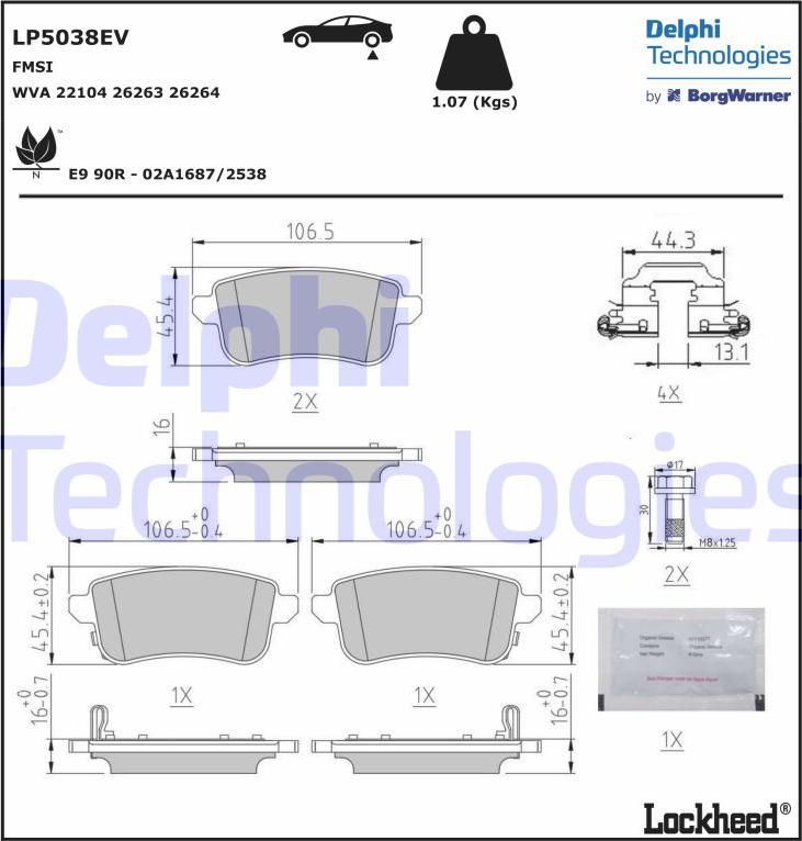 Delphi LP5038EV - Kit pastiglie freno, Freno a disco autozon.pro