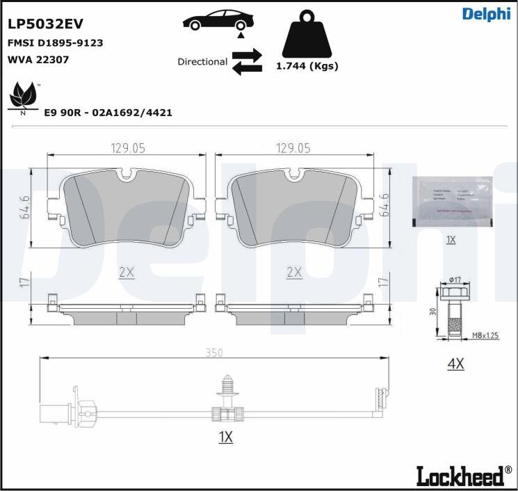 Delphi LP5032EV - Kit pastiglie freno, Freno a disco autozon.pro