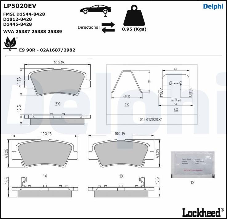 Delphi LP5020EV - Kit pastiglie freno, Freno a disco autozon.pro