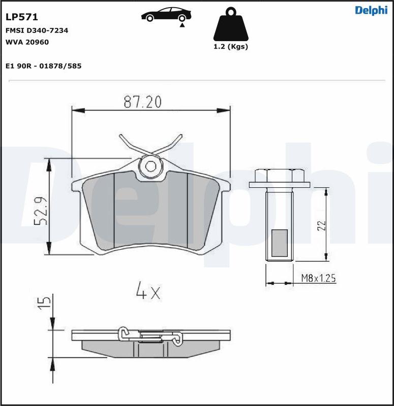 Delphi LP571-17B1 - Kit pastiglie freno, Freno a disco autozon.pro