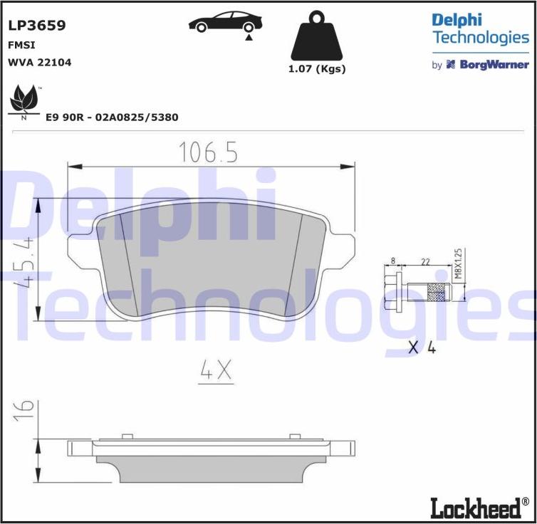 Delphi LP3659 - Kit pastiglie freno, Freno a disco autozon.pro