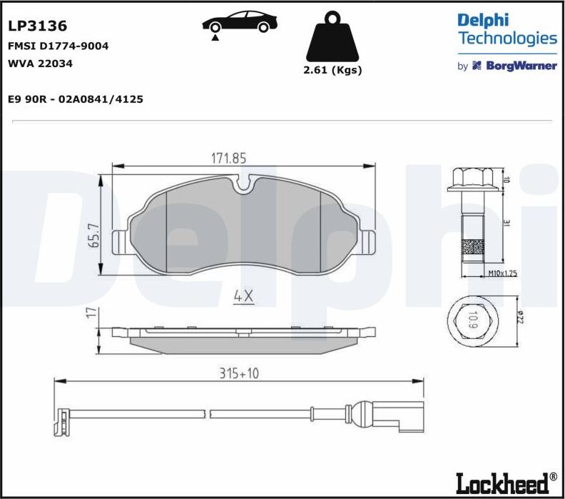 Delphi LP3136.D - Kit pastiglie freno, Freno a disco autozon.pro