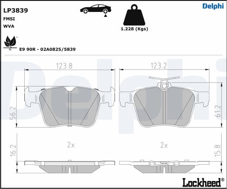 Delphi LP3839 - Kit pastiglie freno, Freno a disco autozon.pro