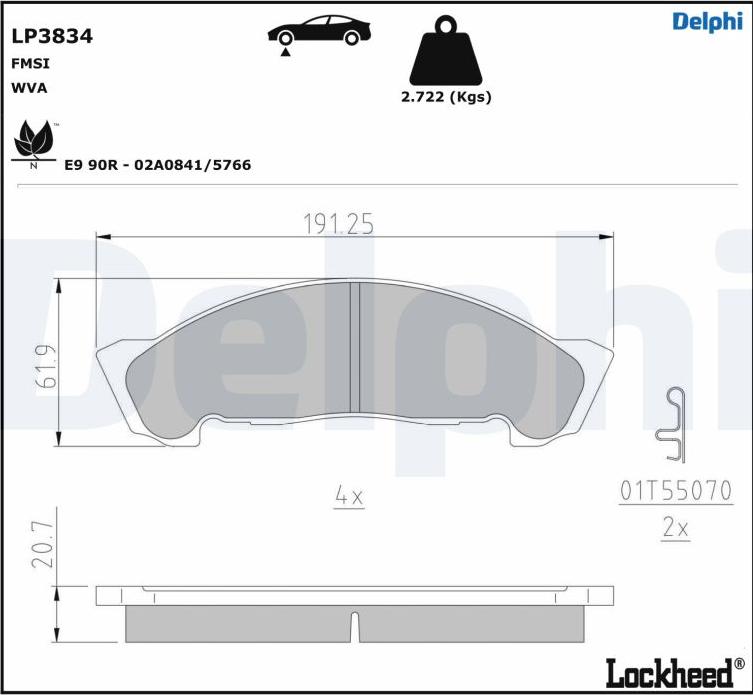 Delphi LP3834 - Kit pastiglie freno, Freno a disco autozon.pro