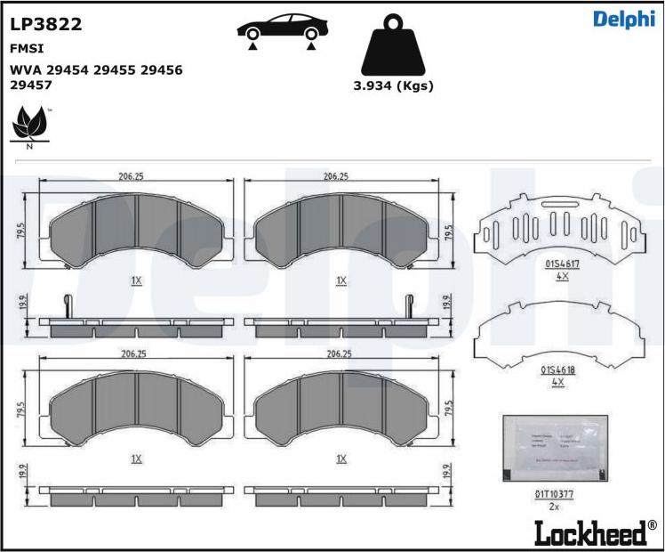 Delphi LP3822 - Kit pastiglie freno, Freno a disco autozon.pro