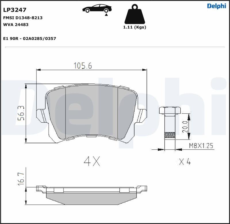 Delphi LP3247-17B1 - Kit pastiglie freno, Freno a disco autozon.pro