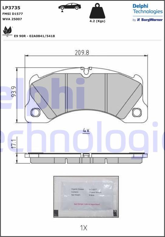 Delphi LP3735 - Kit pastiglie freno, Freno a disco autozon.pro