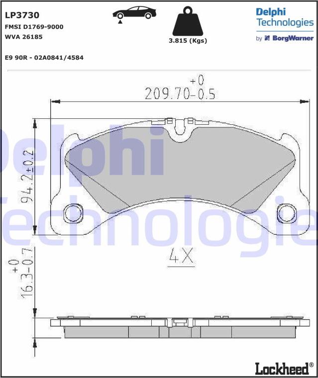 Delphi LP3730 - Kit pastiglie freno, Freno a disco autozon.pro