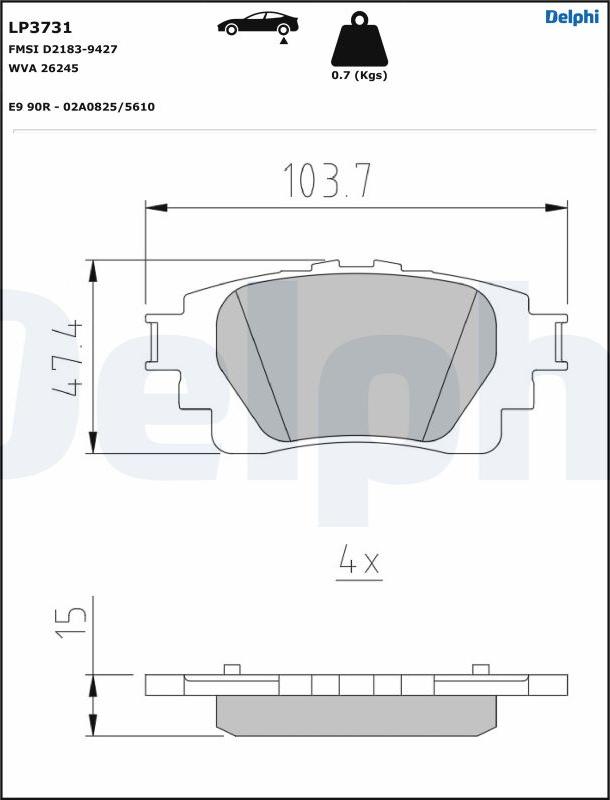 Delphi LP3731 - Kit pastiglie freno, Freno a disco autozon.pro