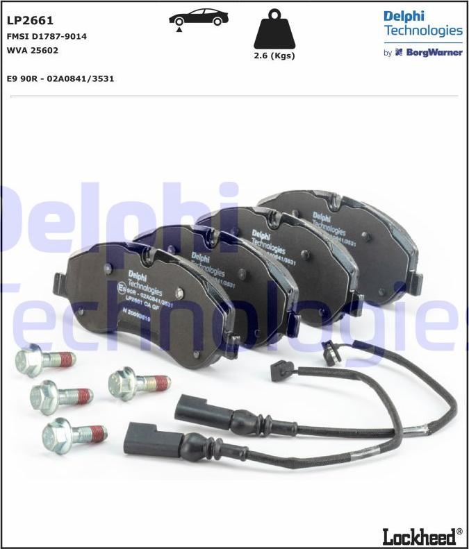 Delphi LP2661 - Kit pastiglie freno, Freno a disco autozon.pro