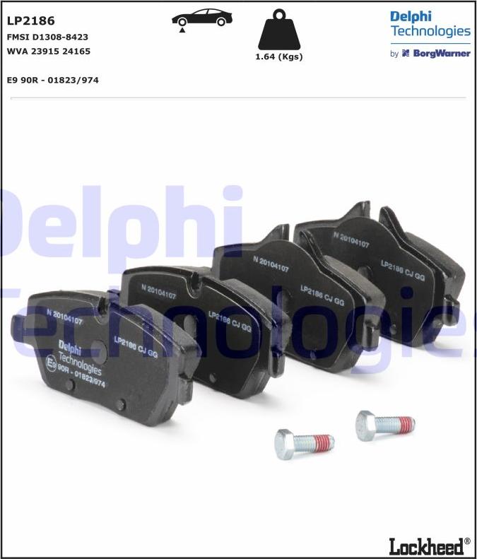 Delphi LP2186-18B1 - Kit pastiglie freno, Freno a disco autozon.pro