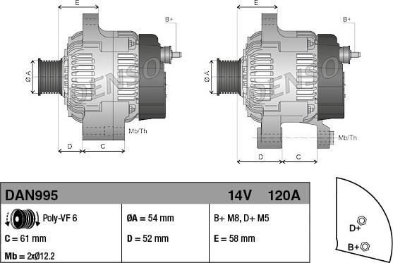 Denso DAN995 - Alternatore autozon.pro