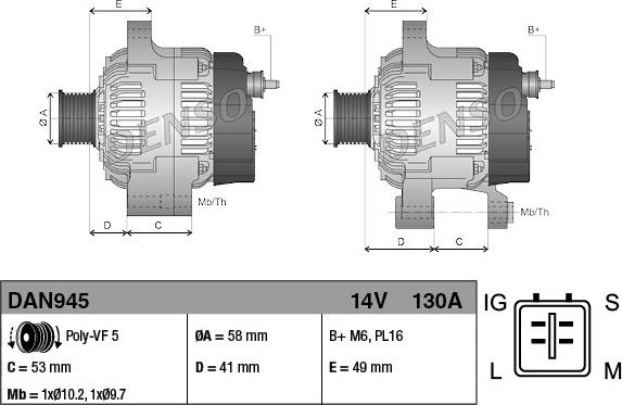 Denso DAN945 - Alternatore autozon.pro